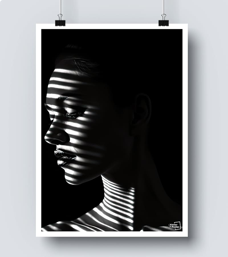 poster Visage Femme Noir et Blanc