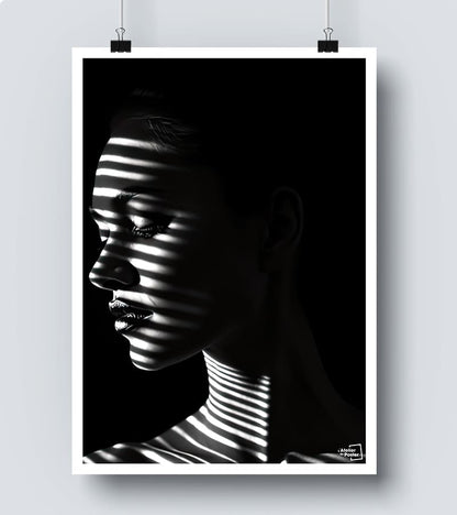 poster Visage Femme Noir et Blanc