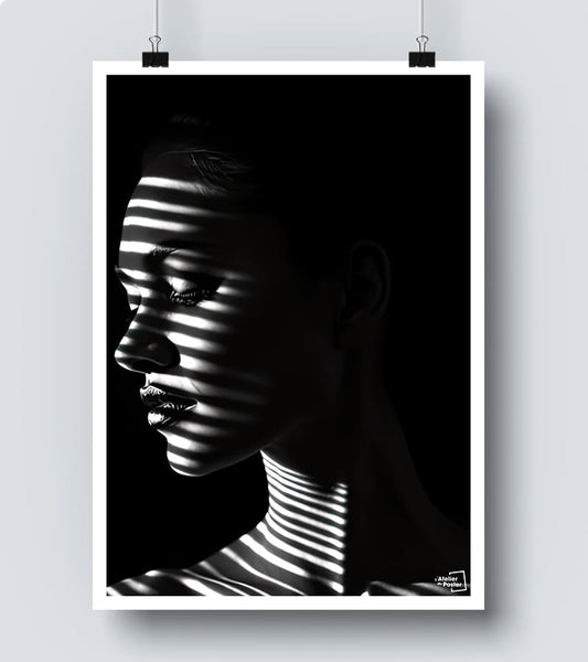 poster Visage Femme Noir et Blanc