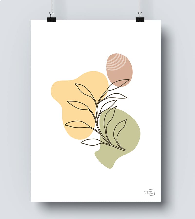 Poster minimaliste boheme pastel one line abstrait form