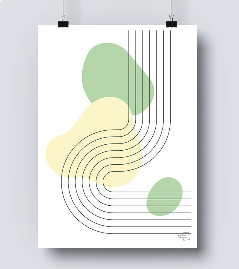 Poster minimaliste boheme pastel one line abstrait form
