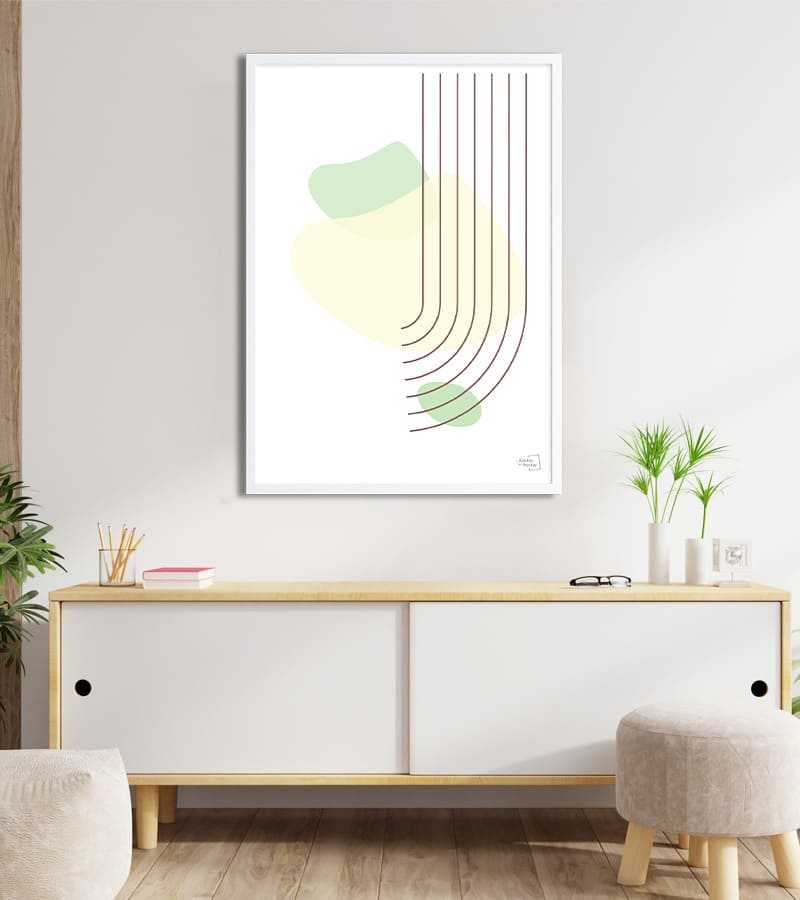 Affiche minimaliste boheme pastel one line abstrait forme 