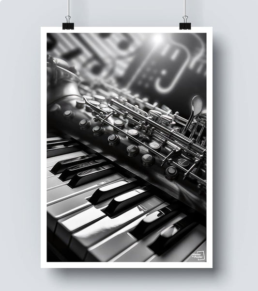 Affiche Instrument de Musique Noir et Blanc