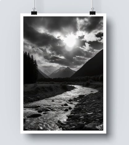 Affiche Ruisseau Noir et Blanc