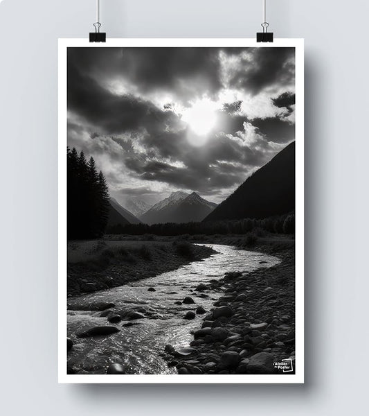 Affiche Ruisseau Noir et Blanc
