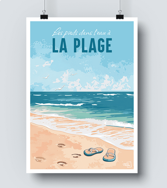 Affiche Les pieds dans l'eau à la plage