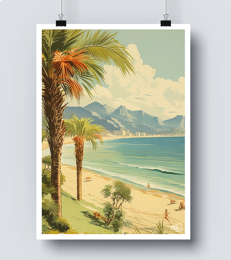 Affiche Plage exotique vintage