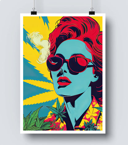 Affiche Femme et Cannabis - Pop Art