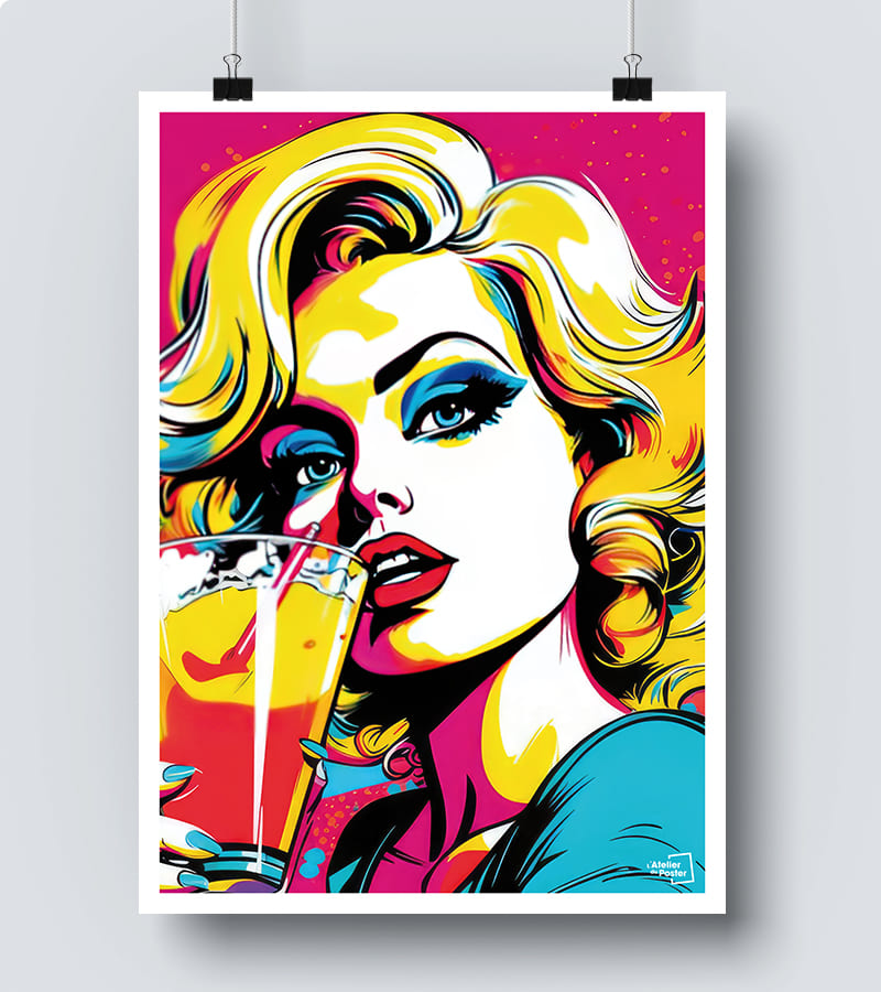 Affiche Femme trinquant - Pop Art