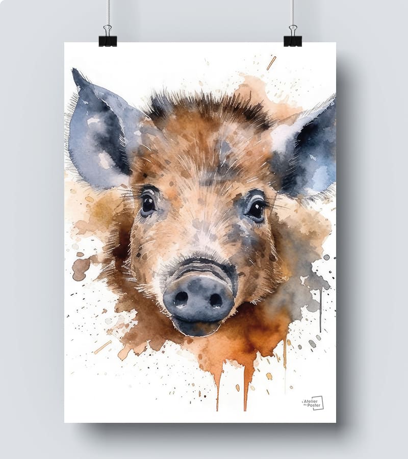 Poster cochon sanglier