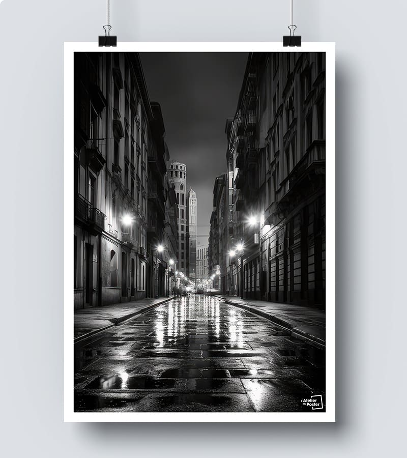 Affiche Ruelle Noir et Blanc 