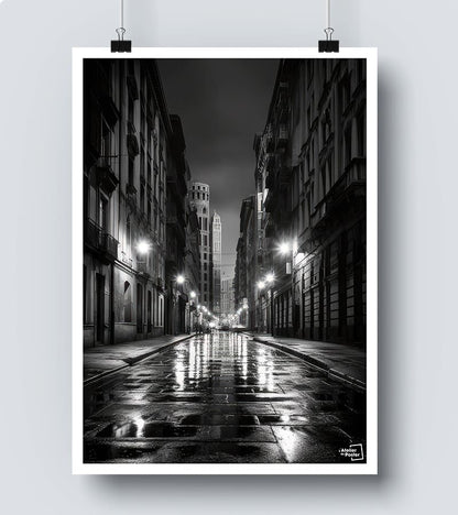 Affiche Ruelle Noir et Blanc 