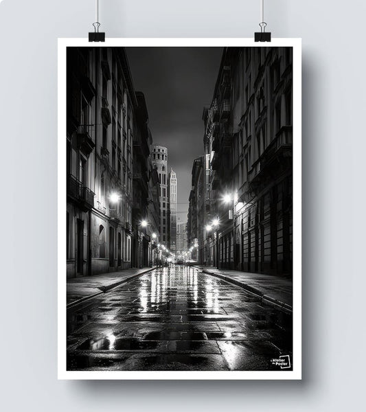 Affiche Ruelle Noir et Blanc 