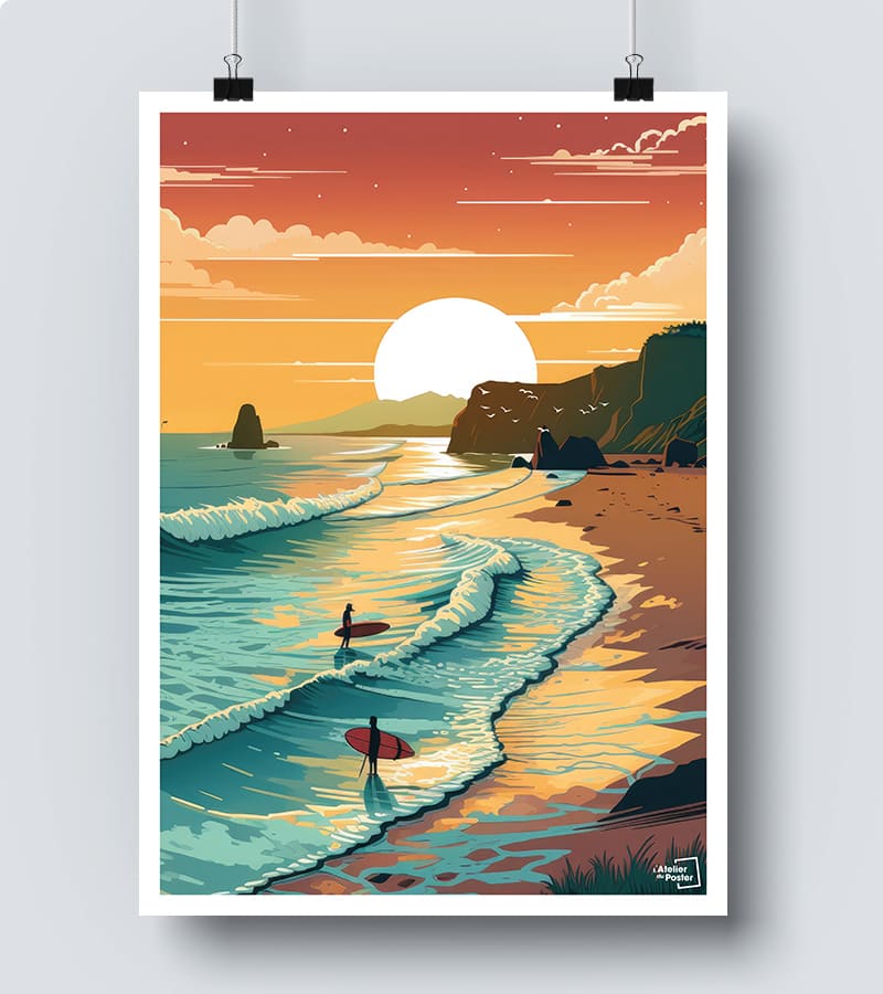 Affiche Surf à la plage