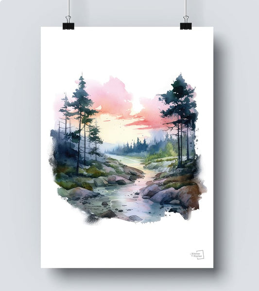 Affiche Paysage - Aquarelle 