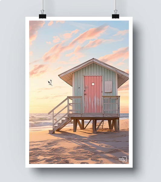 Affiche cabane sur la plage