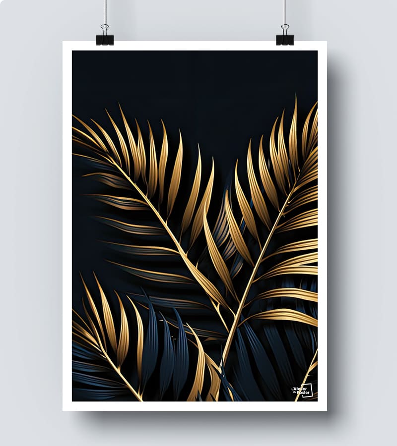 Affiche Feuille palmier dorée