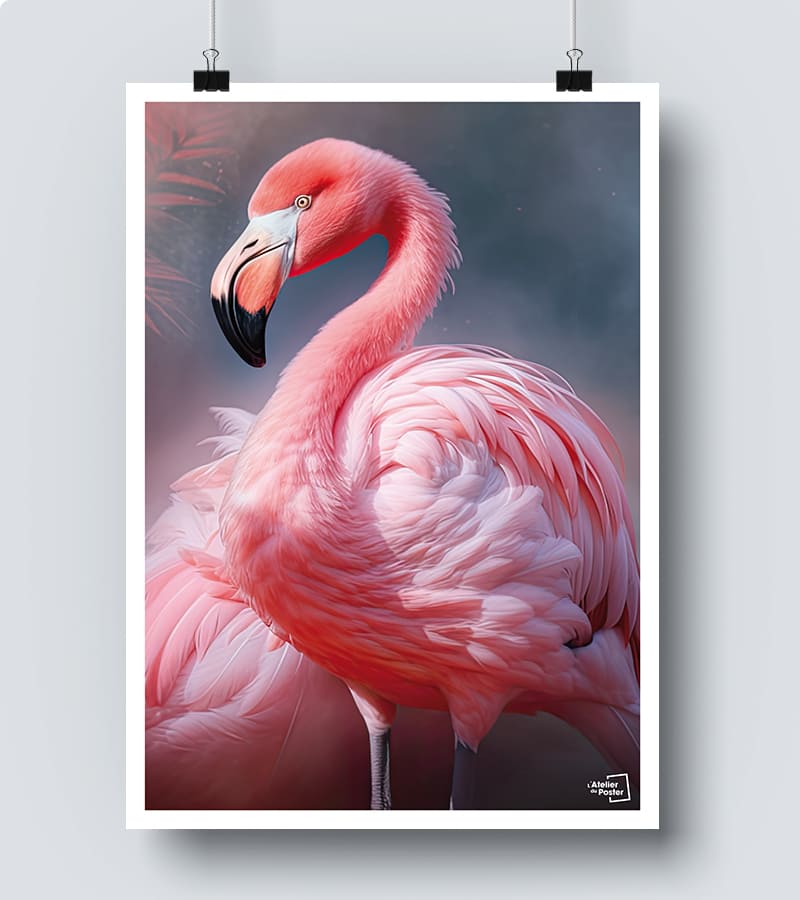 Affiche photo flamant rose