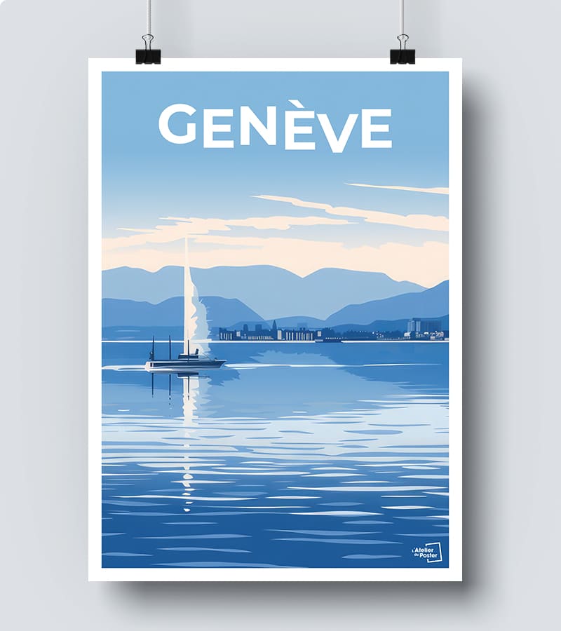 Affiche bord du lac à Genève