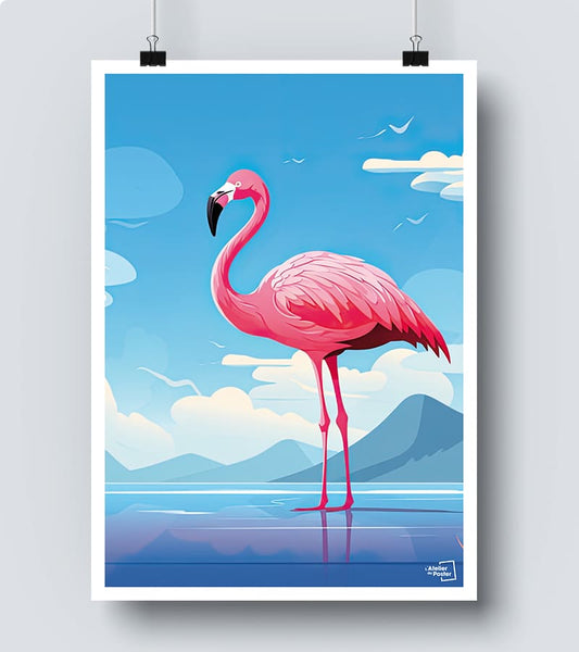 Affiche illustration Flamant rose