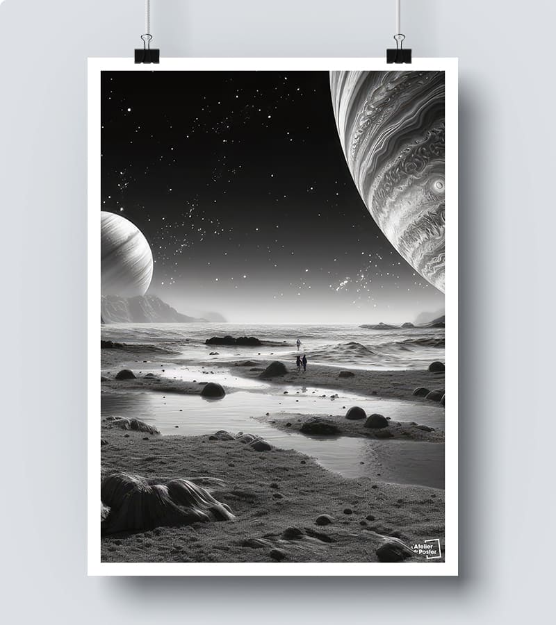 poster Planètes Noir et Blanc