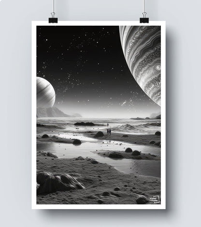 poster Planètes Noir et Blanc