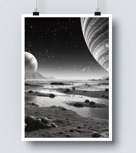 poster Planètes Noir et Blanc