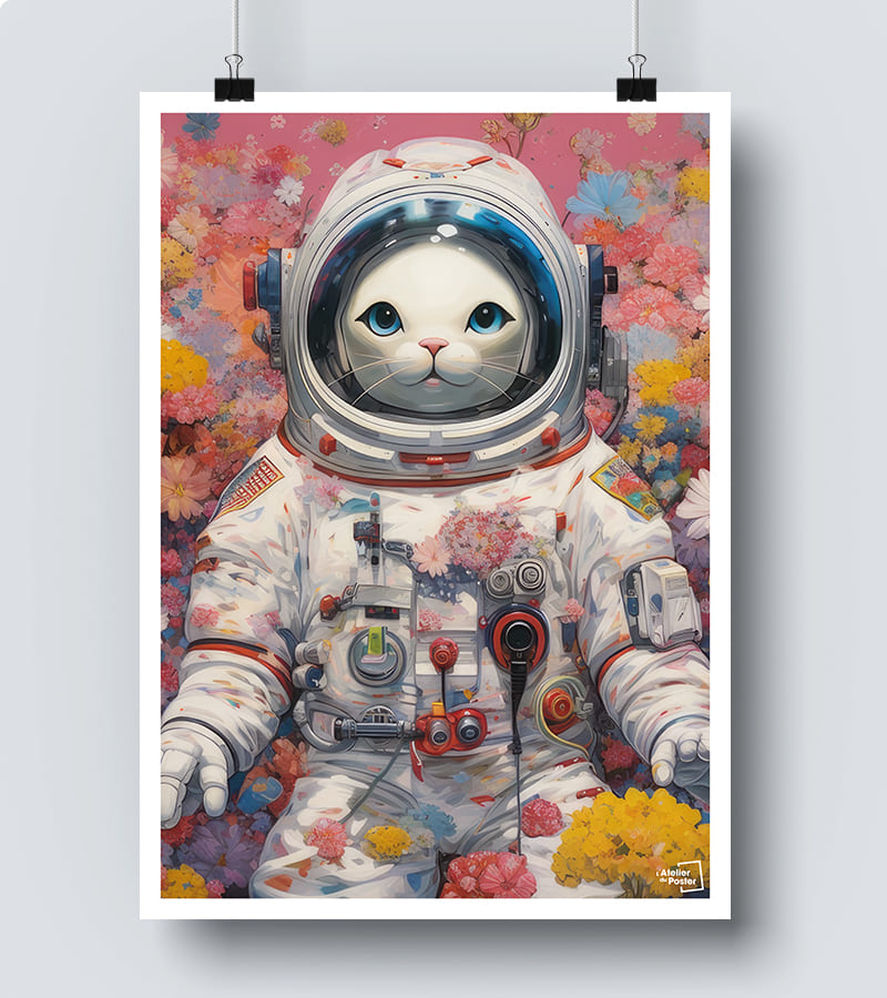 Affiche Animal astronaute style japonais