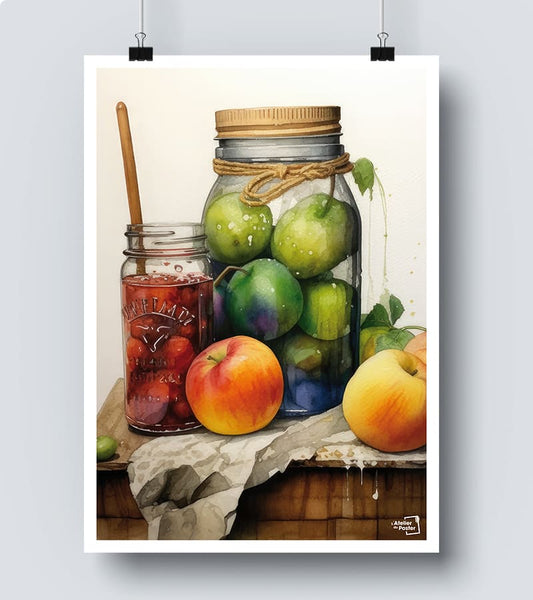 Affiche Fruits en Nature Morte - Aquarelle