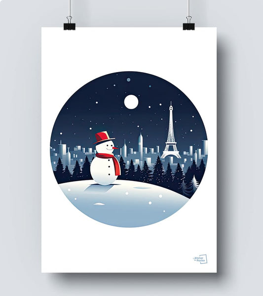 Affiche Bonhomme de neige à Paris