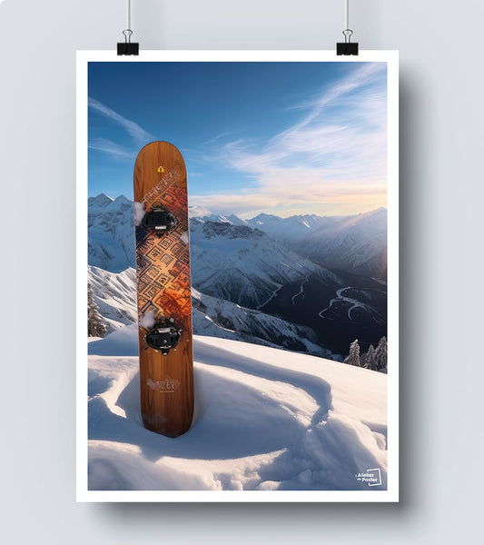 Affiche Snowboard en montagne