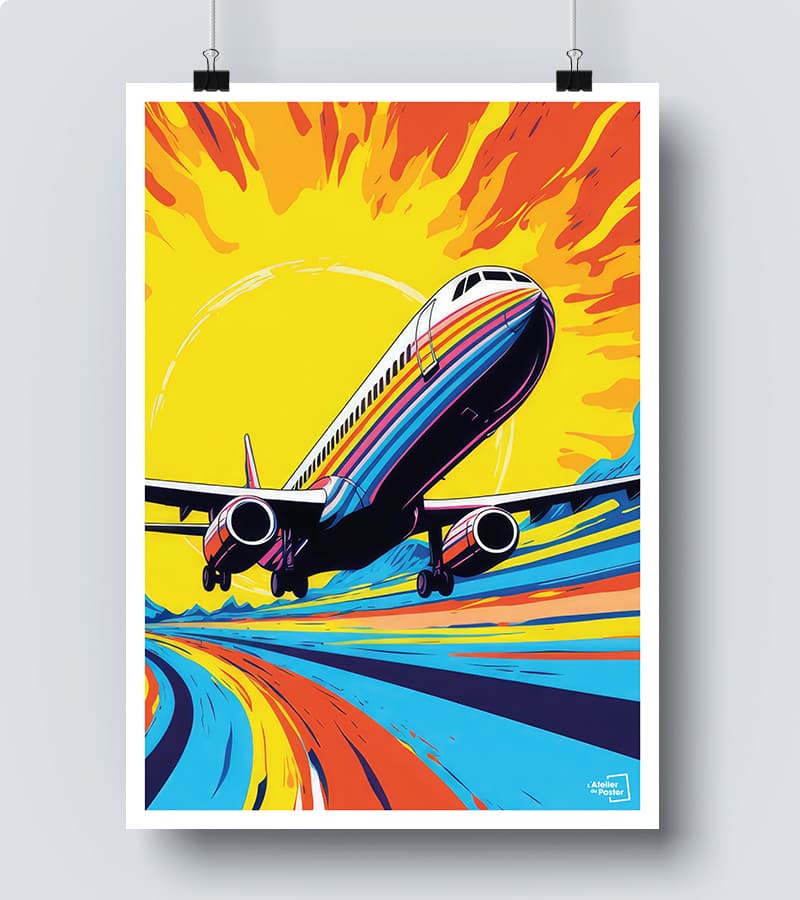 poster Avion au décollage - Pop Art