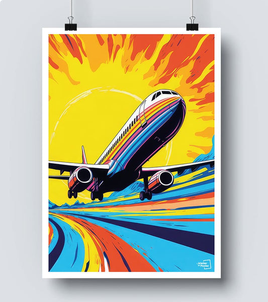 poster Avion au décollage - Pop Art