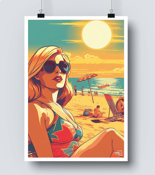 Affiche Femme à la plage - Pop Art