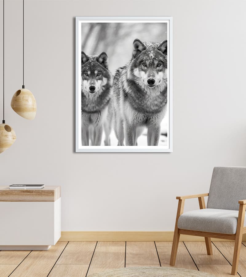 Poster Loups Noir et blanc