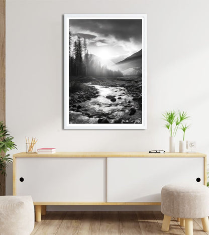 Poster Forêt Noir et Blanc