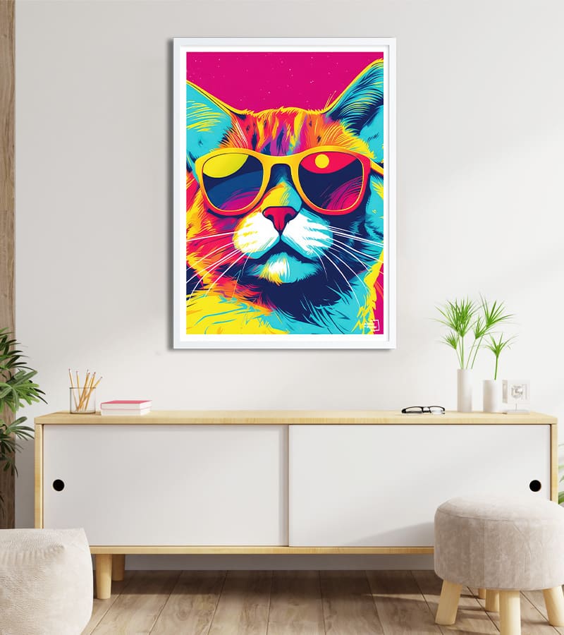 poster Chat à lunettes - Pop Art