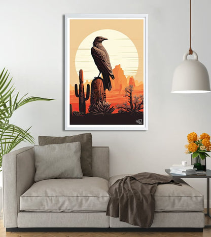 poster Corbeau sur un cactus