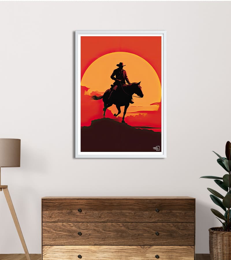 Affiche Cowboy au soleil levant