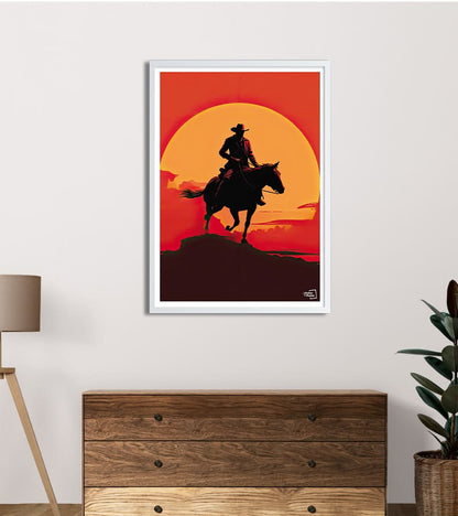 Affiche Cowboy au soleil levant