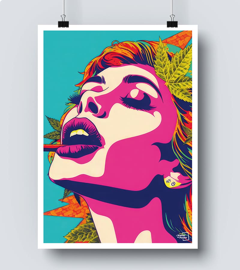 Poster Girl On Toilet Smoking - Affiche Murale Humoristique Haute Qualité