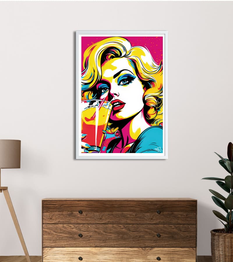 poster Femme trinquant - Pop Art