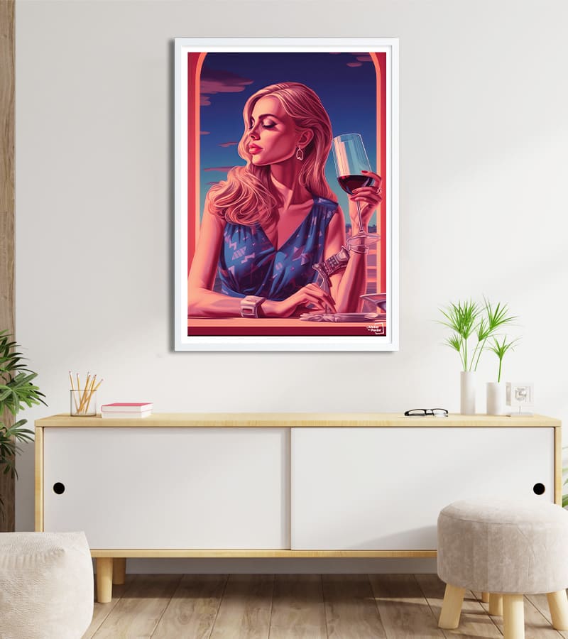 Poster Femme au Verre de Vin 