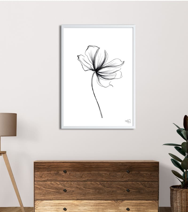 Affiche One line Fleur