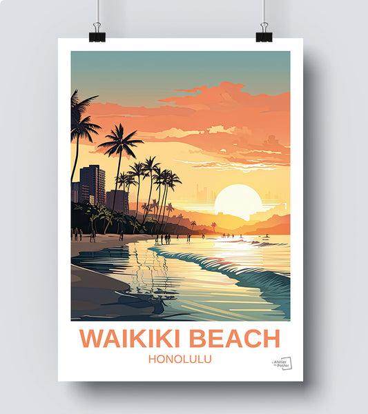 Affiche Waikiki Beach - Honolulu