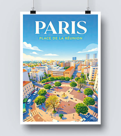 Affiche Paris - Place de la Réunion