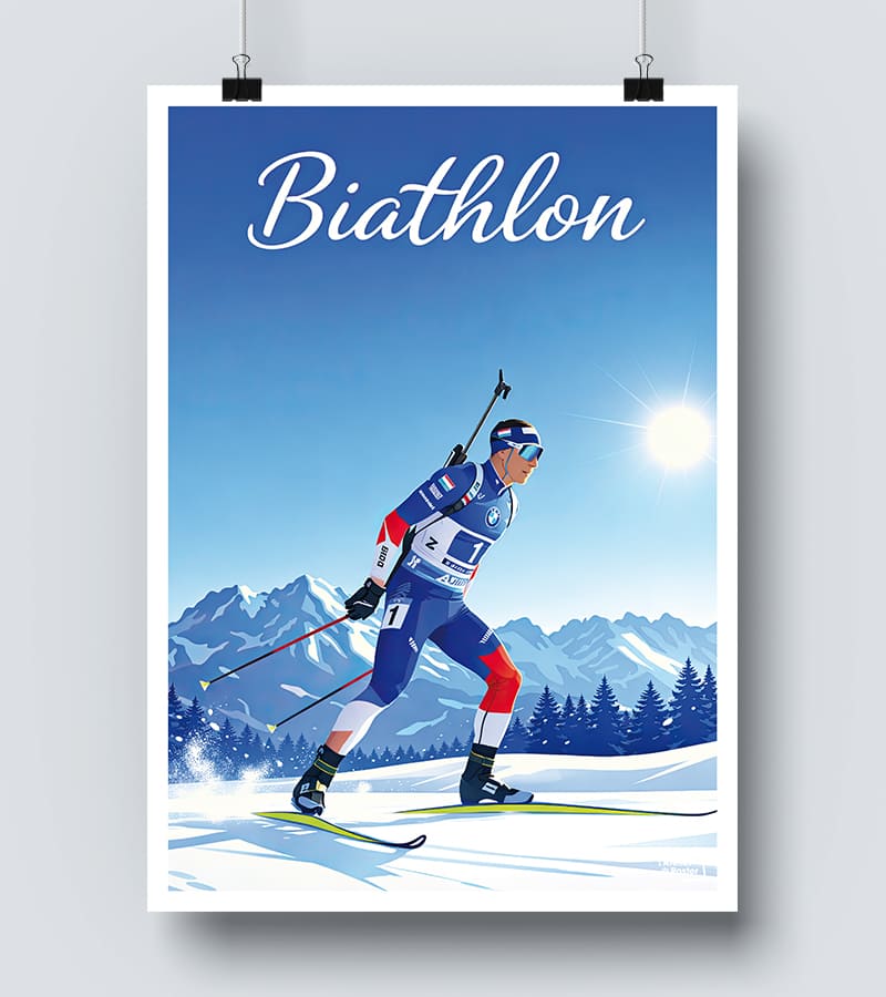 Affiche Biathlon vintage