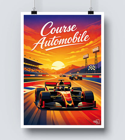 Affiche Course Automobile