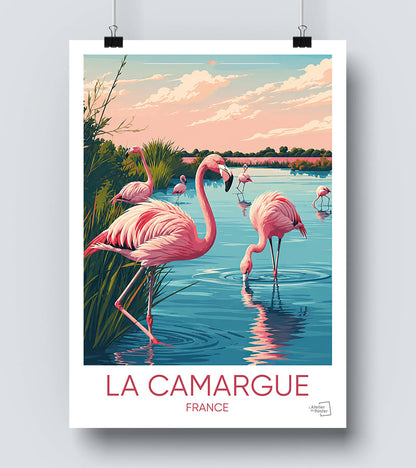 Affiche La Camargue Flamants