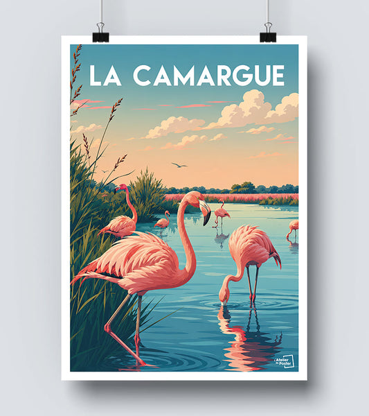 Affiche Camargue - Les Flamants Roses